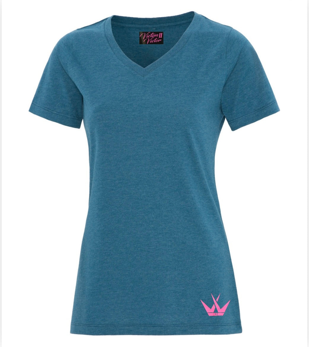 Ladies Hip Crown Logo - Teal/Pink