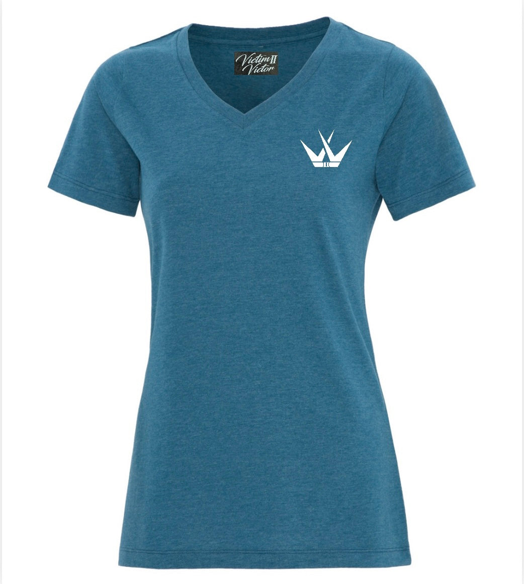 Ladies Chest Crown Logo - Teal/White