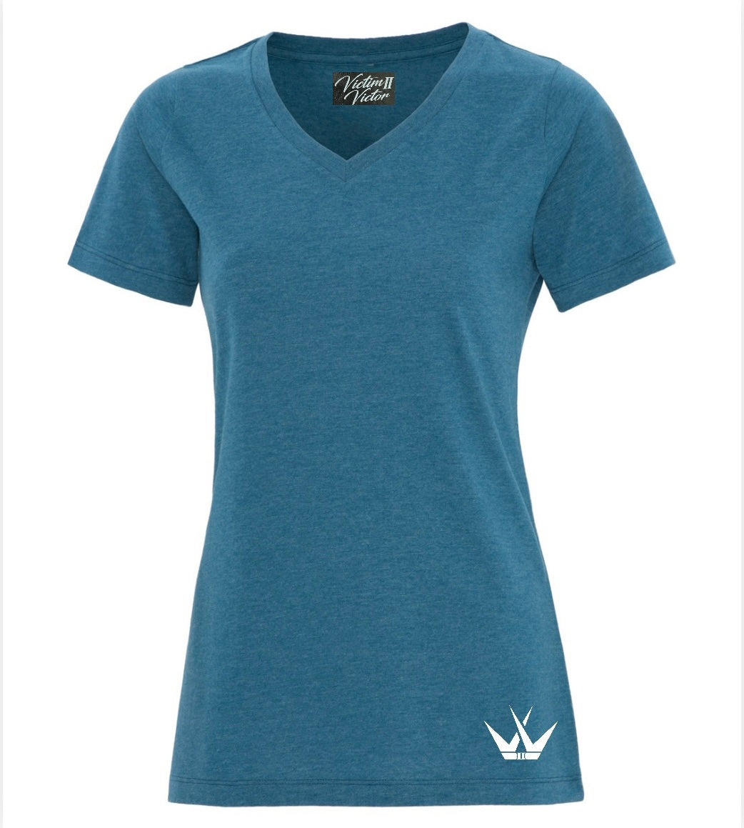 Ladies Hip Crown Logo - Teal/White
