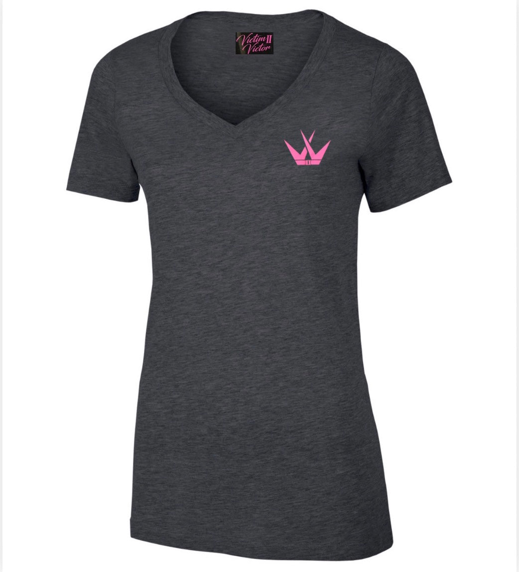 Ladies Chest Crown Logo - Grey/Pink