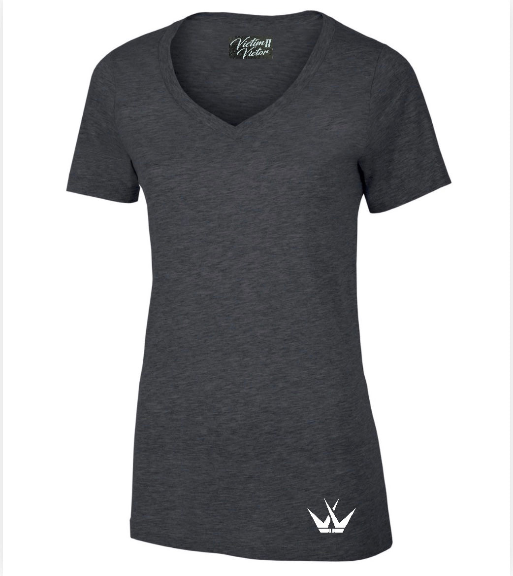 Ladies Hip Crown Logo - Grey/White