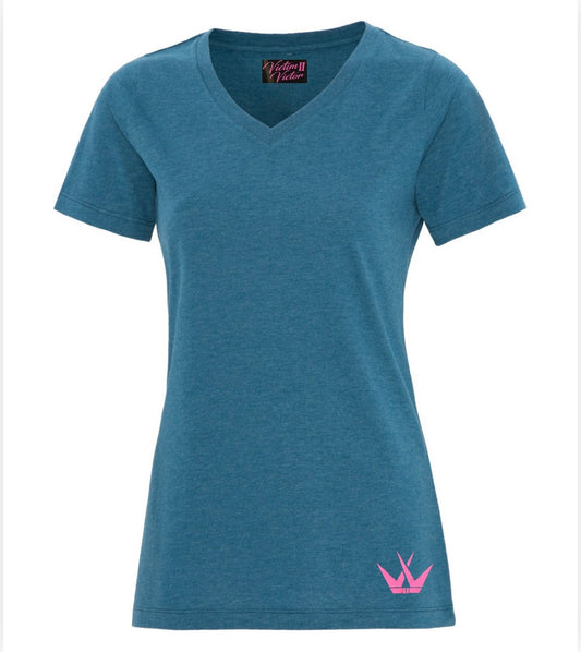 Ladies Hip Crown Logo - Teal/Pink