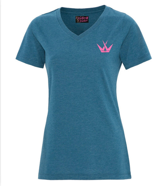 Ladies Chest Crown Logo - Teal/Pink