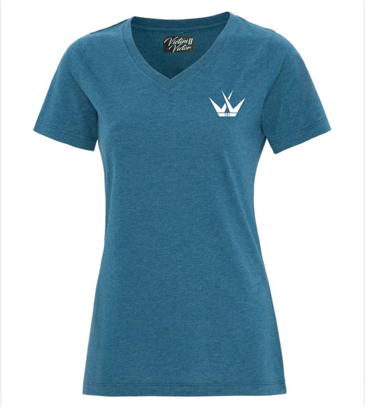 Ladies Chest Crown Logo - Teal/White