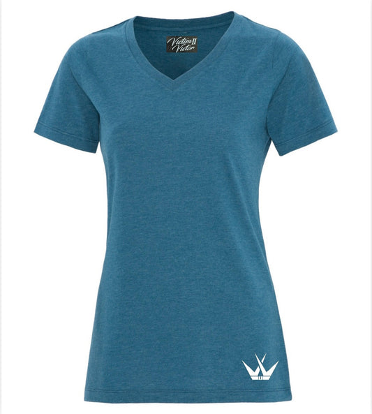 Ladies Hip Crown Logo - Teal/White