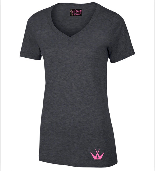 Ladies Hip Crown Logo - Grey/Pink
