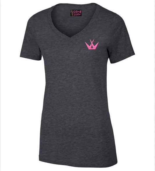 Ladies Chest Crown Logo - Grey/Pink