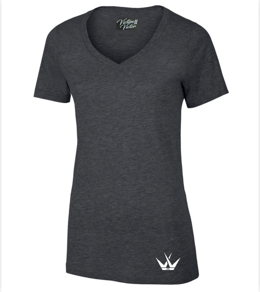 Ladies Hip Crown Logo - Grey/White
